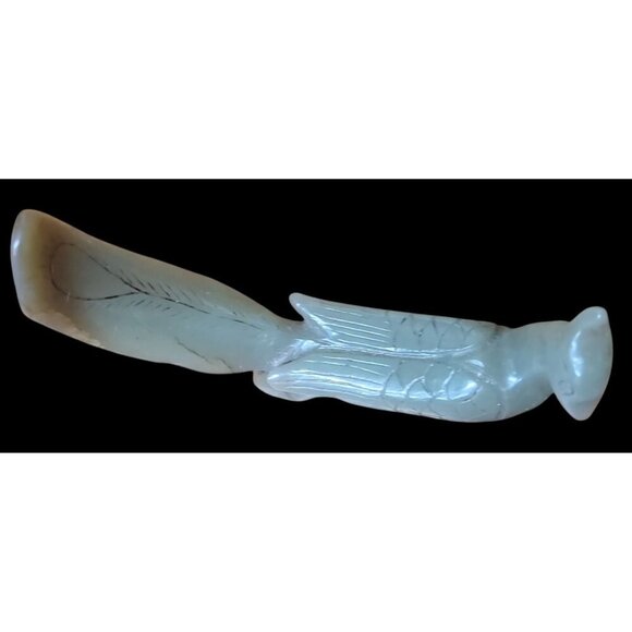 Antique Carved Jade Phoenix Figurine Chinese Light Green Translucent Color Bird - Picture 5 of 12